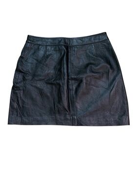Nasty Gal Women's Black Leather Mini Skirt 100% Lamb Nappa Gold Zip Size 6 Biker